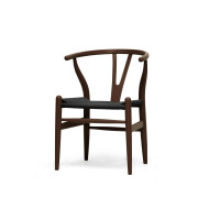 Baxton Studio Dc-541-Db-Black Seat Wishbone Chair-Brown Wood Y Chair with Black Seat Set of 2